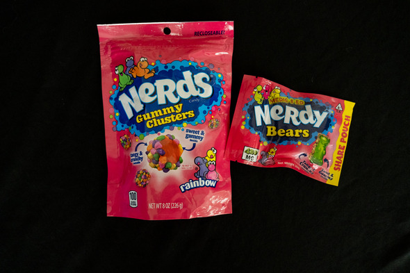 Left – Legitimate Nerds candy; Right – Intoxicating hemp product packaged similarly to Nerds candy