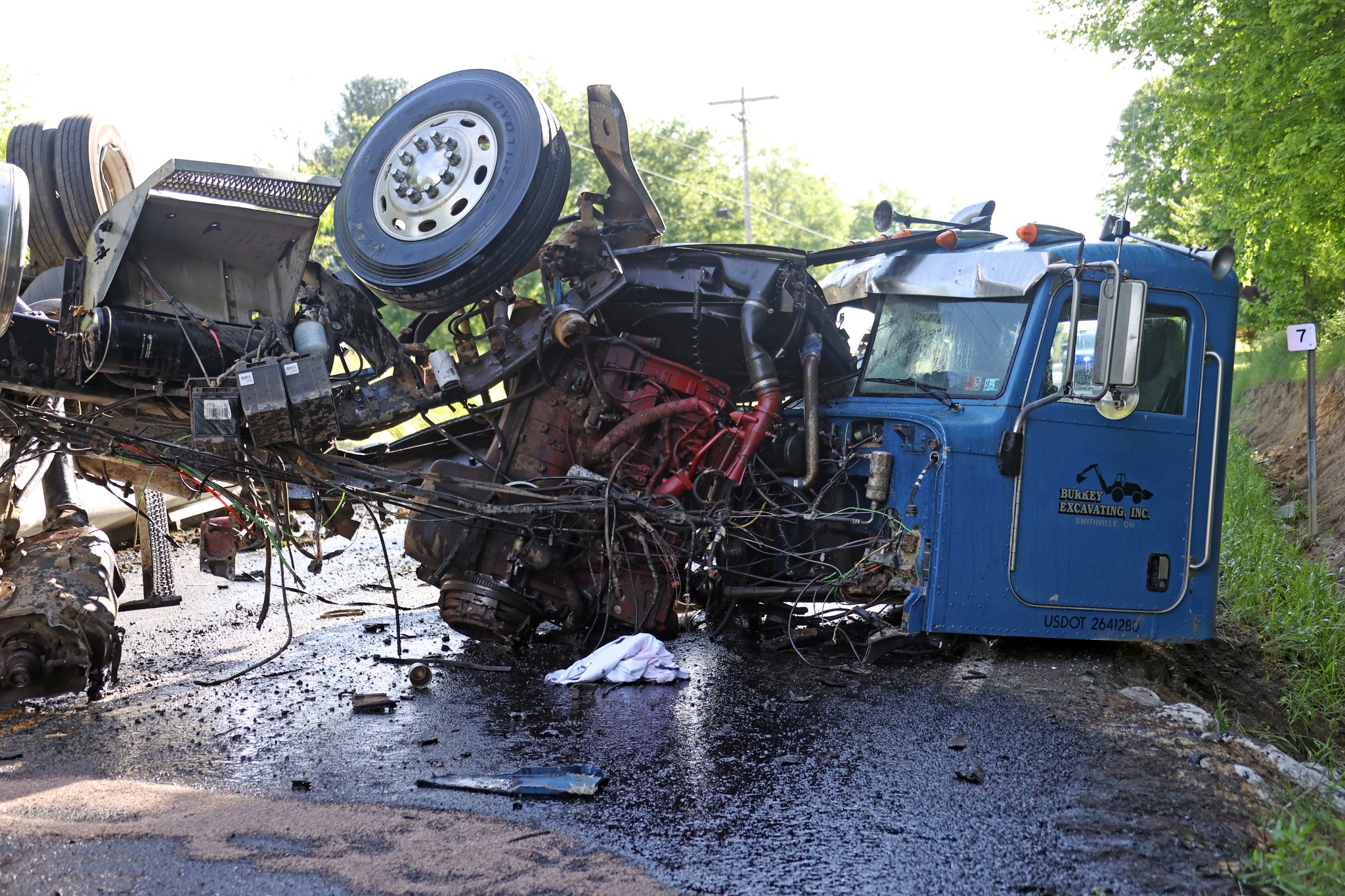 Semi Rollover With Hazmat Spill Closes State Route 604 in Wayne County - Ashland County Pictures