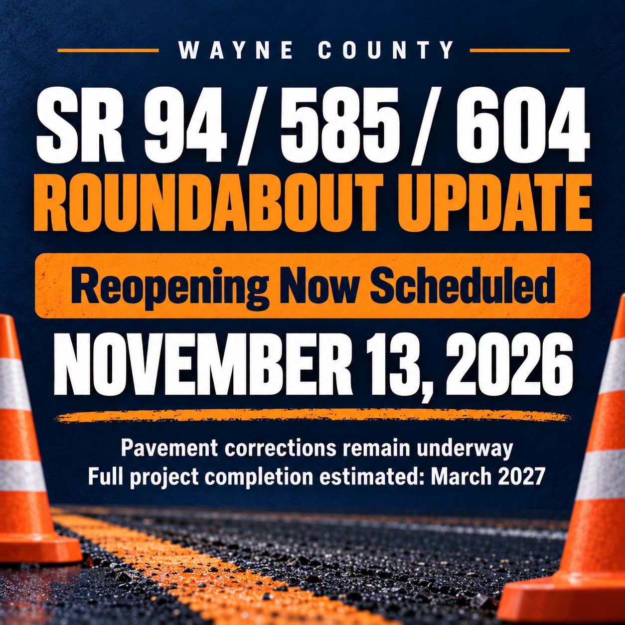 Wayne County Roundabout Reopening Pushed Back to November 13 - Ashland ...